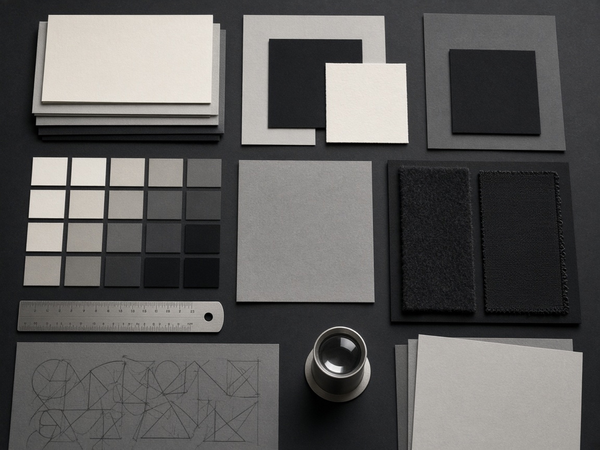 Drawings and a visual system on a work desk